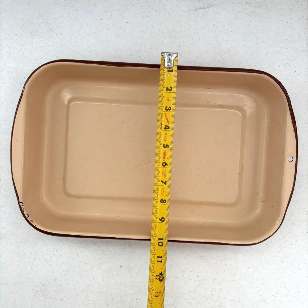 Vintage Enamel Ware Rectangle Baking Pans Country Rustic Farmhouse Primitive